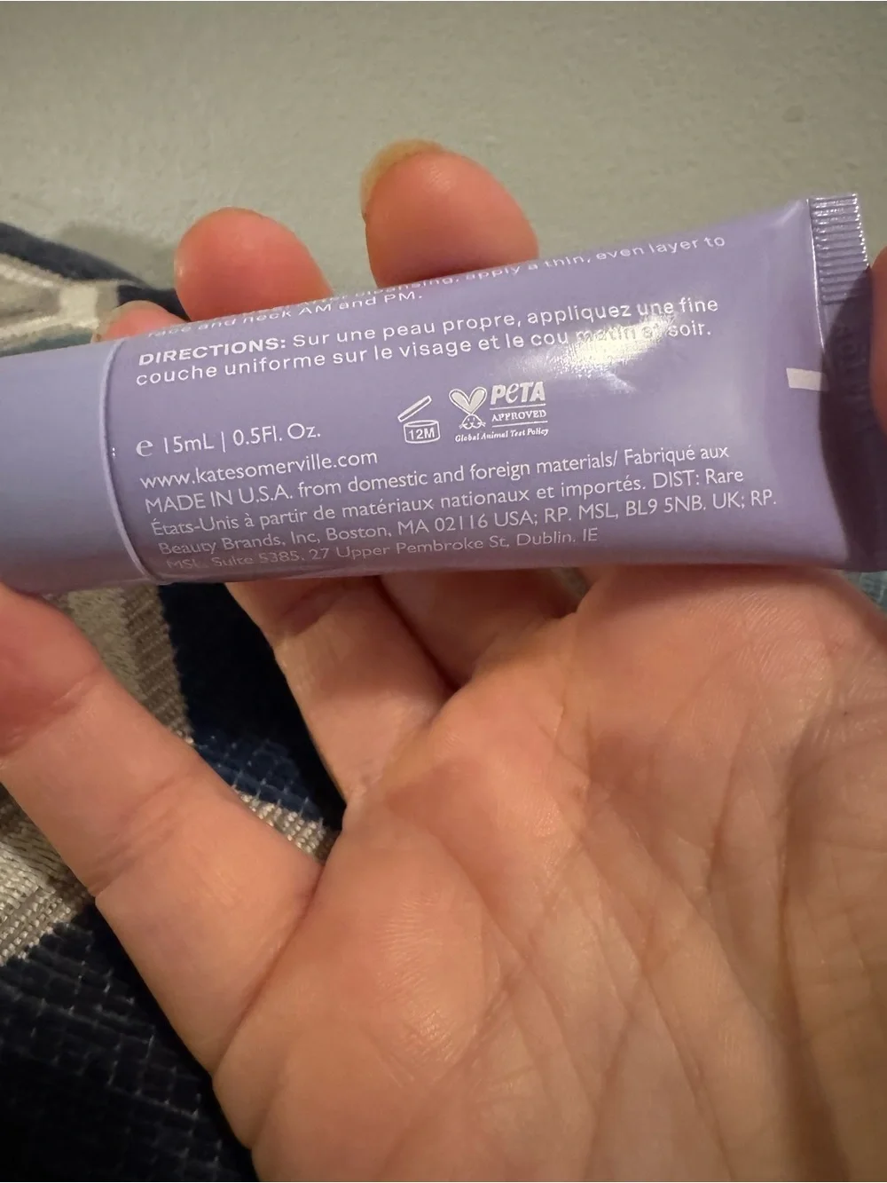 Kate Somerville Lavender Travel Cream Tube Goat Milk